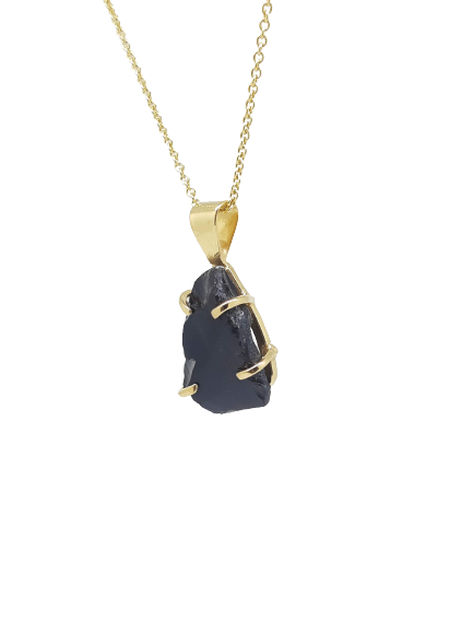 Gold plated necklace with obsidian