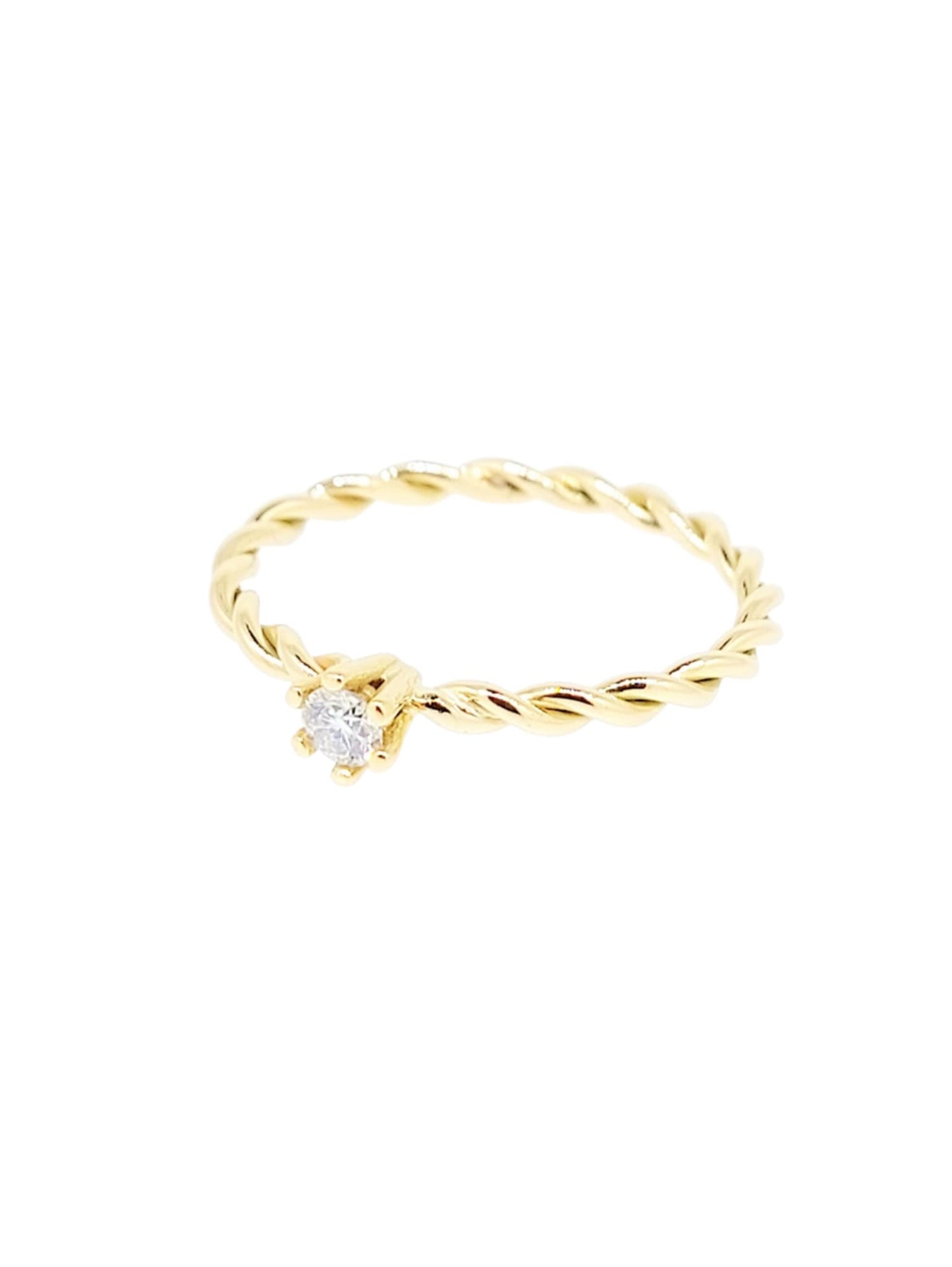 Torsade gold ring & moissanite