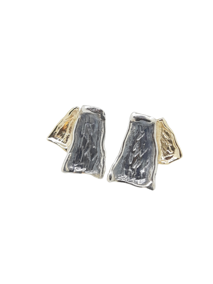 Silver & gold earrings,hannað og smiðað á Islandi af Montoro Gullsmiði.
